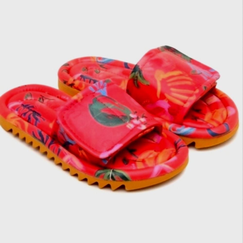 FARM Rio Pink Fuits puffy slide sandals women's size 8